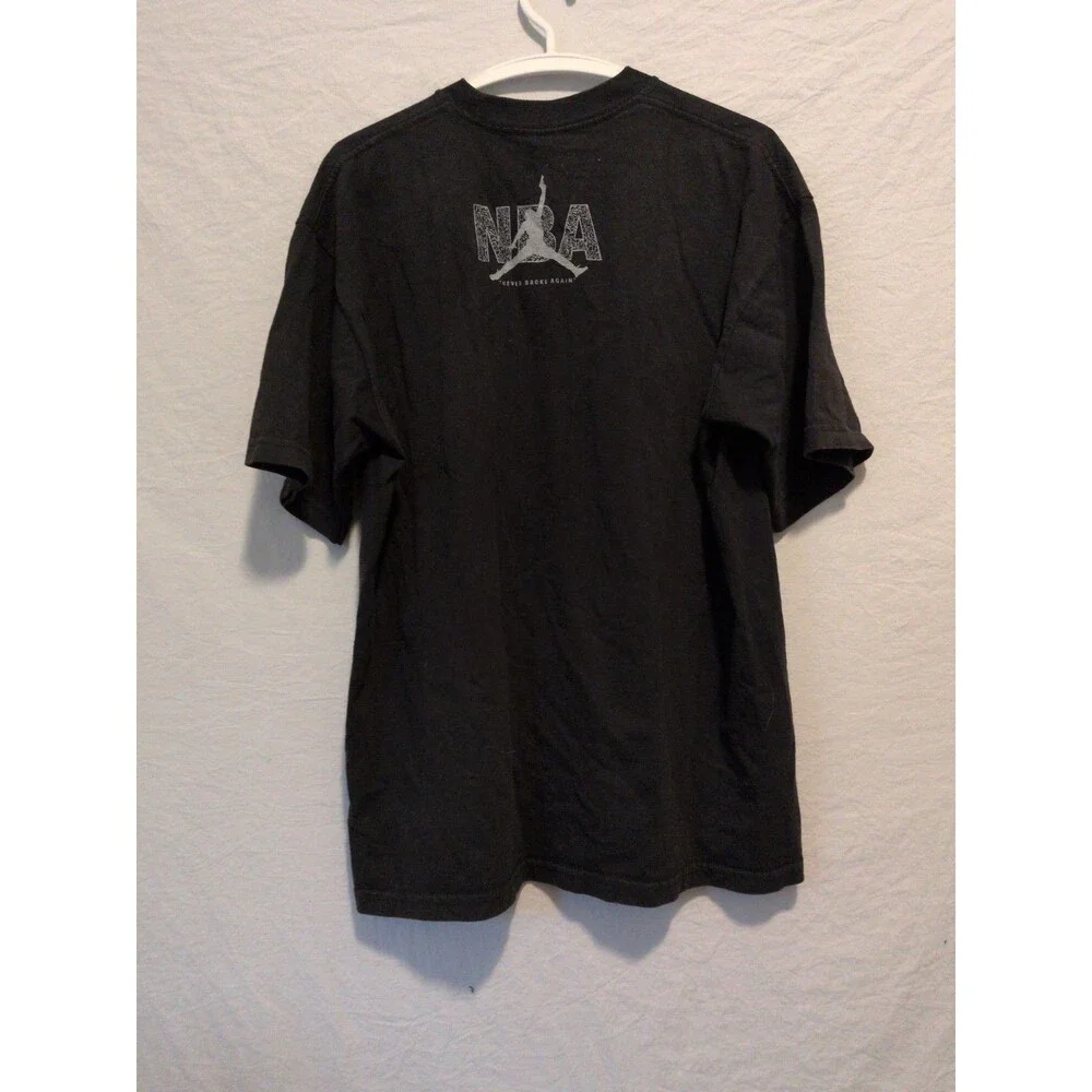 Vintage Nike Jordan Jump Shirt Embroidered Border Size Large Black & White